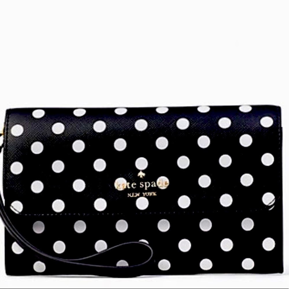 🖤🤍 Kate Spade Polka Dot Cheers Medium Phone Wristlet
